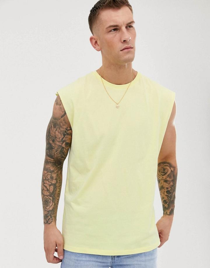 Asos Design Oversized Longline Tank In Yellow