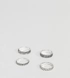Reclaimed Vintage Inspired Textured Silver Band Ring In 4 Pack Exclusive To Asos - Silver