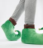 Asos Design Christmas Elf Slippers In Green With Bell - Green