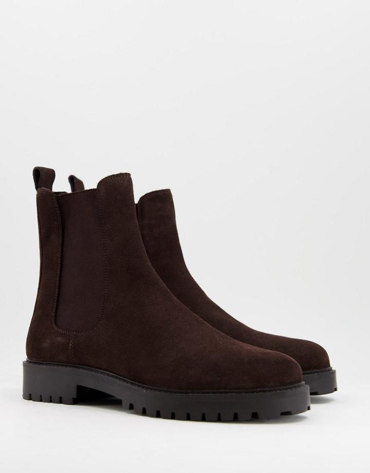 Walk London Cole High Chelsea Boots In Brown Suede