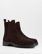 Walk London Cole High Chelsea Boots In Brown Suede