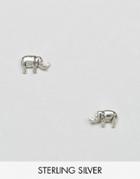 Asos Sterling Silver Elephant Stud Earrings - Silver