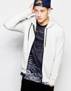 New Look Zip Through Hoodie In White - White