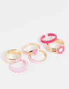 Madein Chunky Pack Of Pink Detailed Rings