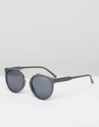 Asos Round Sunglasses In Gray With Brow Bar - Gray