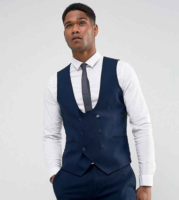 Only & Sons Skinny Tuxedo Suit Vest - Navy