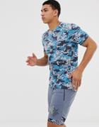 Nike Running Retro T-shirt In Blue Camo