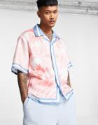 Bershka Shirt With Border Print In Salmon-pink