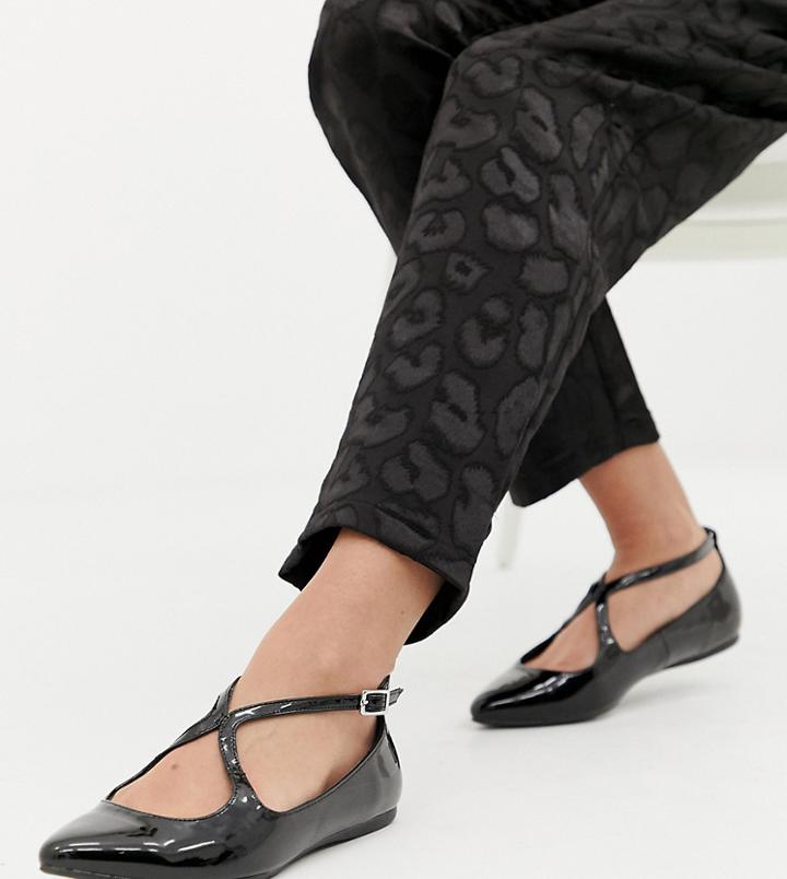 New Look Wide Fit Strappy Ballerina In Black