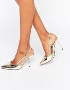 True Decadence Metallic Slingback Point Heeled Shoes - Gold