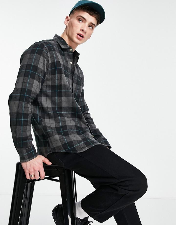 Pull & Bear Checked Flannel Shirt In Gray