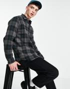 Pull & Bear Checked Flannel Shirt In Gray
