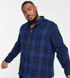 French Connection Plus Long Sleeve Flannel Shirt In Blue
