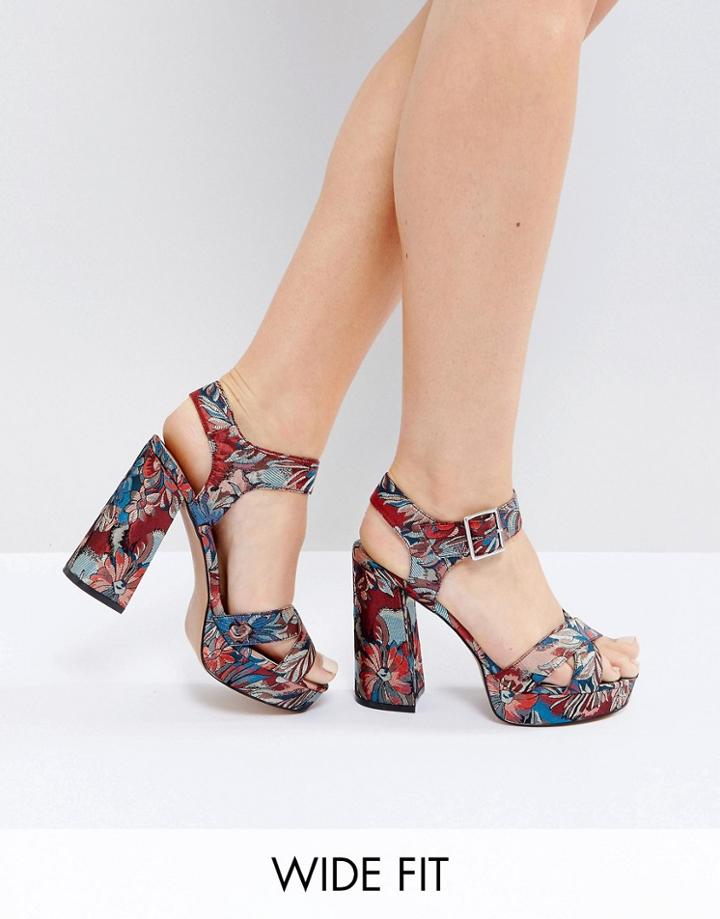 Asos Hearts Wide Fit Platform Sandals - Multi