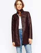 Asos Jacket With Utility Styling In Leather Look - Oxblood