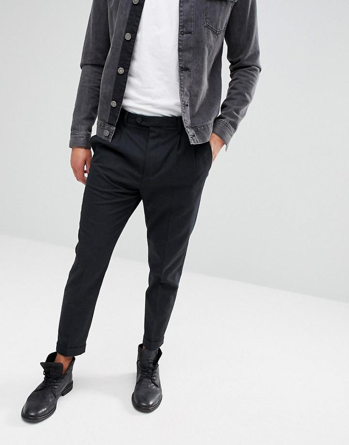 Allsaints Slim Crop Pants In Charcoal - Gray