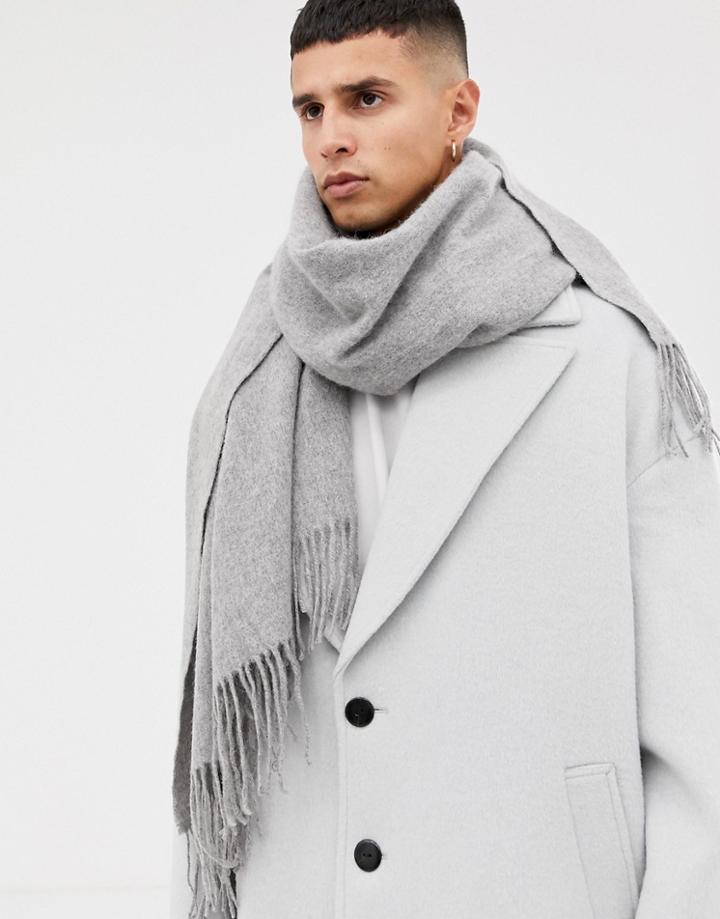 Asos White 100% Wool Blanket Scarf In Gray - Gray
