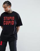 Asos Valentines Oversized T-shirt With Stupid Cupid Print - Black