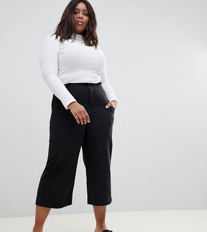 Asos Design Curve Tionne High Waist Pants In Navy With Utility Pockets - Blue