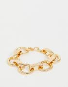 Asos Design Bracelet In Open Link Chain With Monogram Style Engraving In Gold Tone - Gold