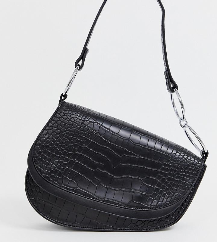 Skinnydip Ride Black Mock Croc Shoulder Bag - Black