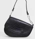 Skinnydip Ride Black Mock Croc Shoulder Bag - Black