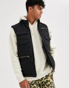 Asos Design Puffer Vest With Utility Pockets In Black