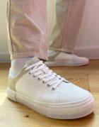 Pull & Bear Chunky Contrast Lace Up Sneakers In White