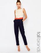 Little Mistress Tall Jumpsuit In Color Block - Blue