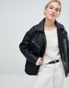 Asos Design Oversized Faux Leather Jacket - Black