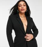 Asos Design Curve Jersey Single Breasted Suit Blazer-black