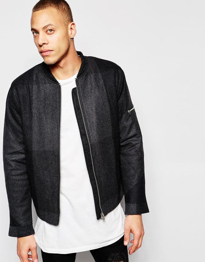 Cheap Monday Who Check Bomber Jacket - Gray