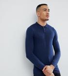 Asos Tall Muscle Fit Knitted Polo In Navy - Navy