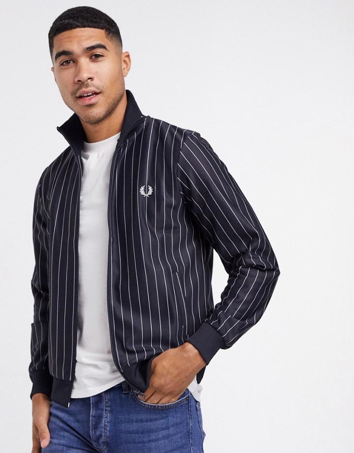 Fred Perry Pin Stripe Track Jacket In Navy