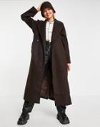 Weekday Kia Belted Coat In Brown