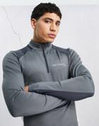Asos Dark Future Active Training Sweatshirt With Contrast Panels And 1/4 Zip-gray