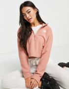 The North Face 100 Glacier Cropped Quarter Zip Fleece In Pink