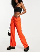 Weekday Recycled Polyester Blend Satin Pants In Red