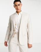 Asos Design Slim Linen Suit Jacket In Stone-neutral