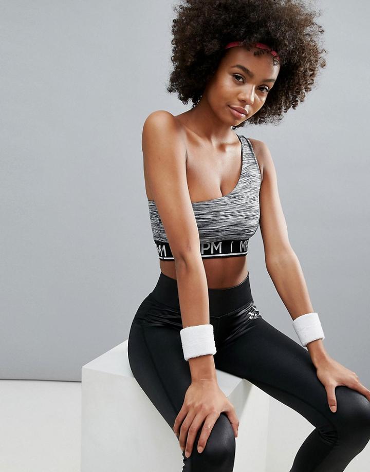 Minkpink Active Hunter One Shoulder Active Crop Top - Gray