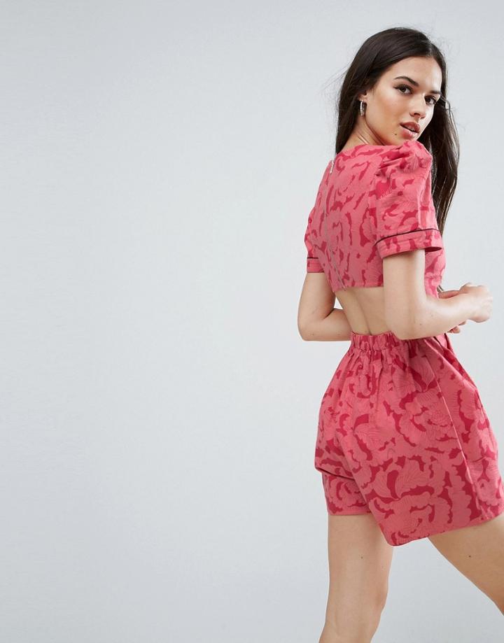 Asos Playsuit With Open Back In Print - Multi