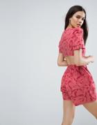 Asos Playsuit With Open Back In Print - Multi