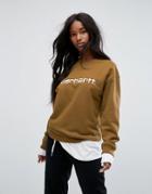 Carhartt Wip Sweatshirt With Script Embroidery - Brown