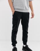 Jack & Jones Cuffed Cargo Pants In Black - Black