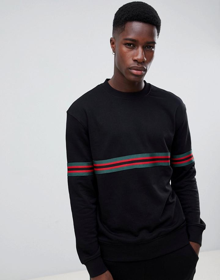 New Look Sweat With Taping In Black - Black