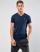 Hollister V-neck T-shirt Slim Fit Icon Logo In Navy - Navy