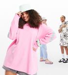 Asos Design Curve Oversized T-shirt With 'love More' Print In Pink