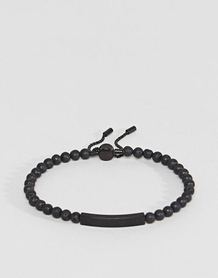 Emporio Armani Beaded Bracelet In Black - Black