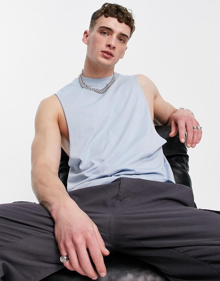 Asos Design Relaxed Fit Tank Top In Blue-blues
