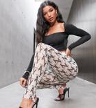 As You Mesh Legging With Stirrups In Branded Print-multi